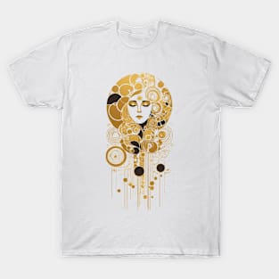 Gustav Klimt's Gilded Muse: Inspired Woman in Ornate Opulence T-Shirt